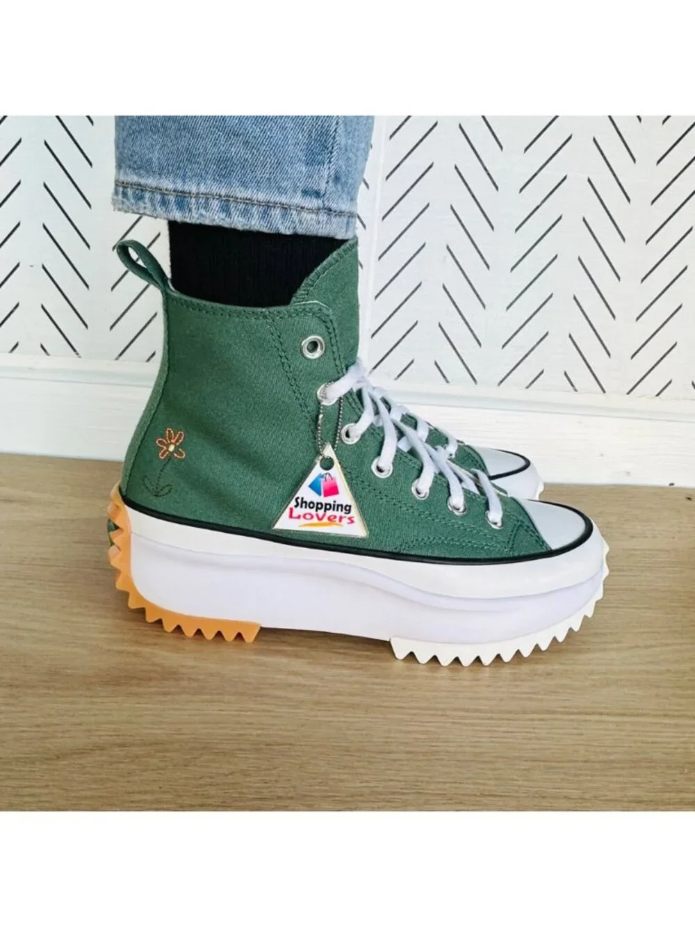 ⭐Converse Run Star Hike Hi Platform 9.5 Women Shoes Floral Green Sneaker A11562C - Picture 3 of 12